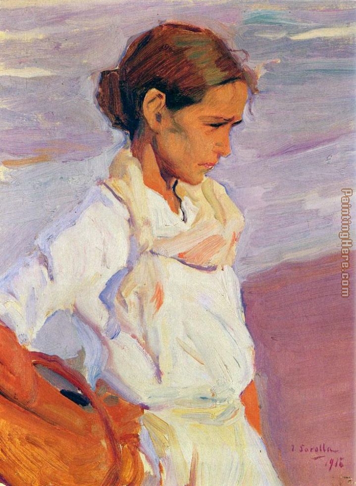 Valencian Fishergirl painting - Joaquin Sorolla y Bastida Valencian Fishergirl art painting